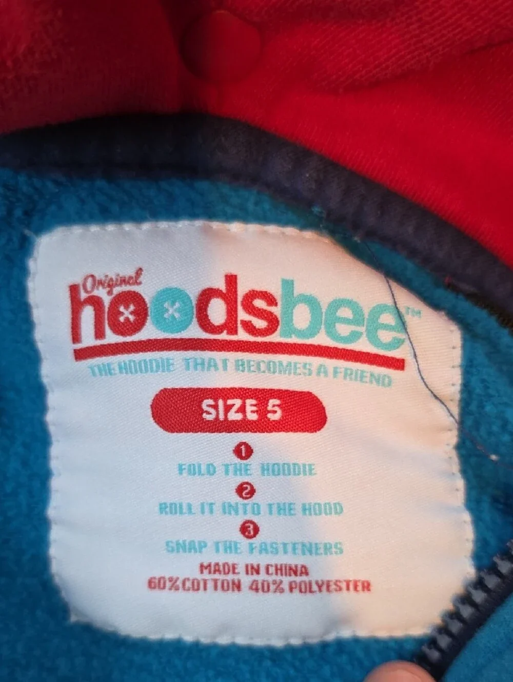 Kids Blue Monster Hoodie with Red Lining and Star Accent